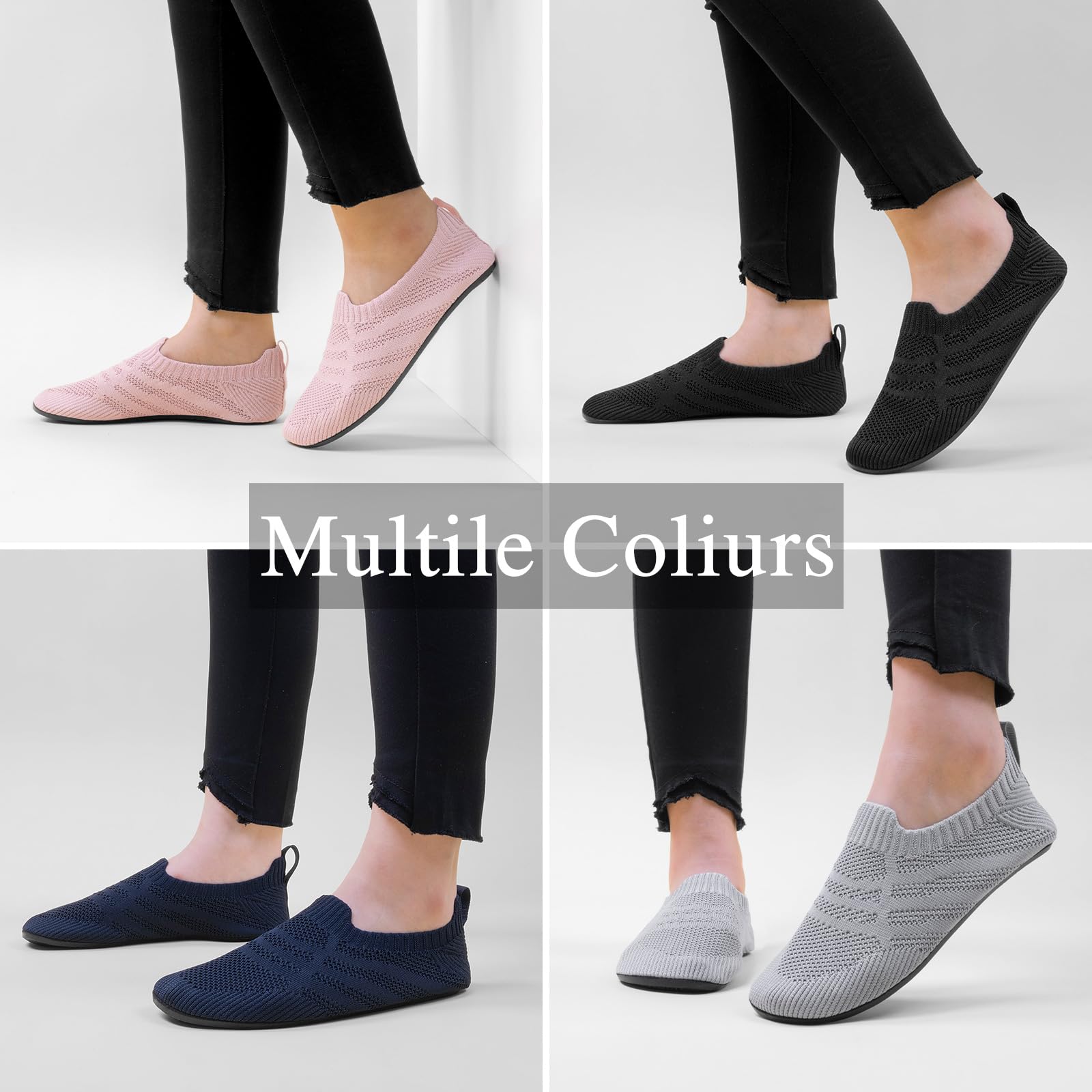 KOWAYI Pantoufles Pieds Nus pour Femme et Homme - Chaussons antidérapants fermés pour la maisonU