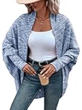 CHICME Cardigan Sweaters for Women Waffle Knit Coat Batwing Long Sleeve Open Front Long Cardigans Outerwear
