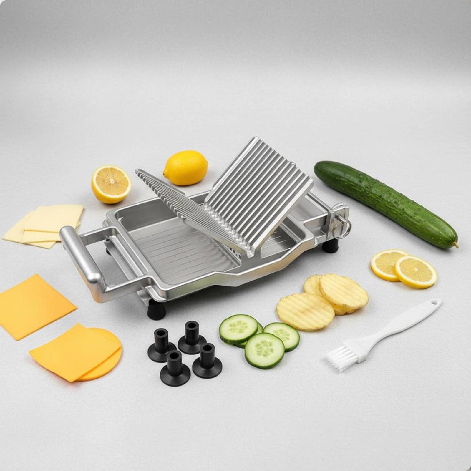 Cheese Slicer Käsehobel Käseschneider Gemüseschneider Küchenhobel mit Robuster Edelstahlklinge Und Langlebigem Aluminiumrahmen für Schnelle, 10 Mm, Käseschneider B-Modell Mit Saugnapf