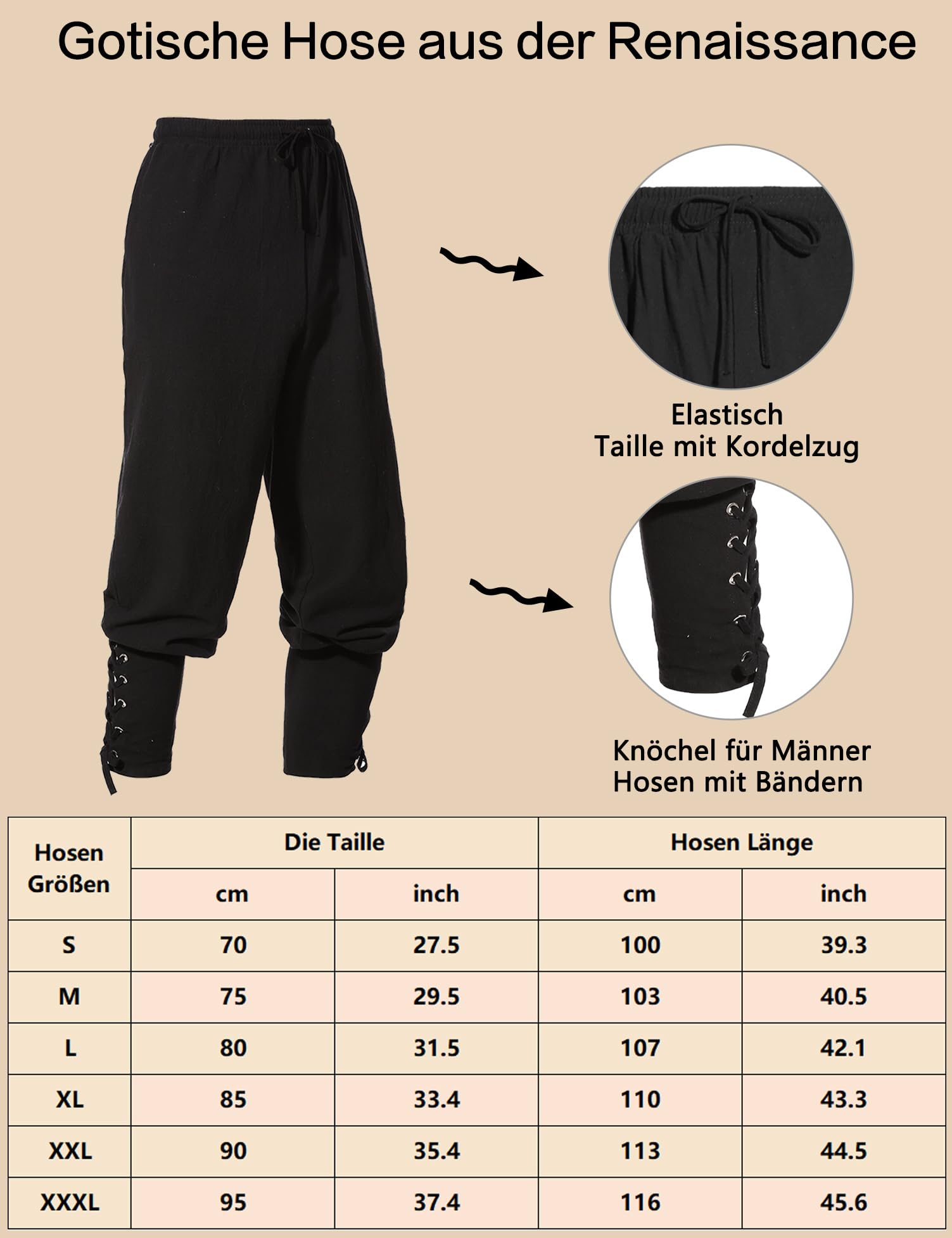 Mrsclaus Piratenkostüm Herren 8 Stück Mittelalter Kleidung Set Renaissance Viking Piraten Kostüm Hose Hemd mit Zubehör Augenklappe Kopftuch Gürtel Armschutz Goldohrring Kunstbart für Karneval