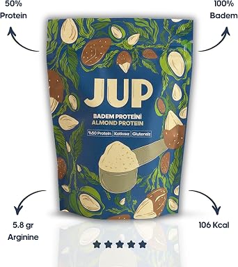JUP 100% Badem Içerikli Bitkisel Protein Tozu Yüksek Proteinli Vegan Glutensiz 240gr