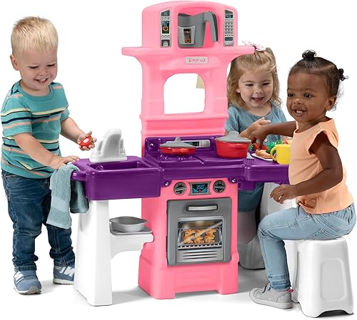 Simplay3 Cooking Kids - Juego de cocina con mesa de 2 asientos y juego de cocina para niños de 32 piezas