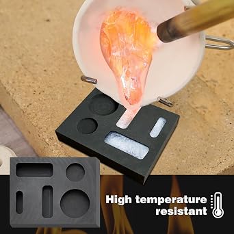 8 pcs Torch Melting Casting Kit, Including Whip Tongs, 2 Graphite Crucible Stir Stick, Graphite Casting Mould 5-in-1 Graphite Casting Ingot Mould, Quartz Crucible, Cylindrical Graphite