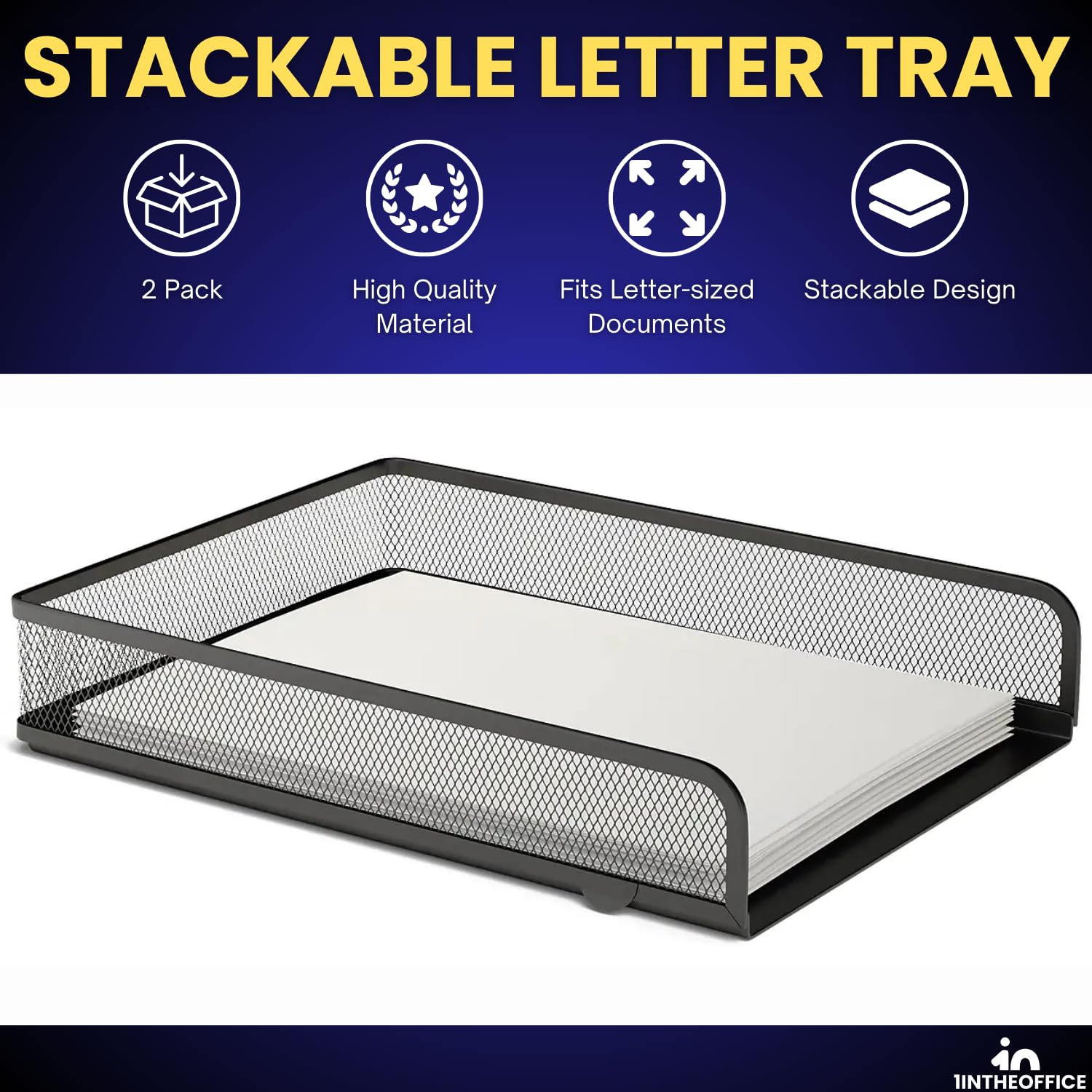 Okllen 3 Pack Stackable Desktop Letter Tray, 3 Tier Paper Document Tray Organizer, White Plastic Desk File Rack For A4 Paper, Magazine, Receipts, Office Supplies - View #2