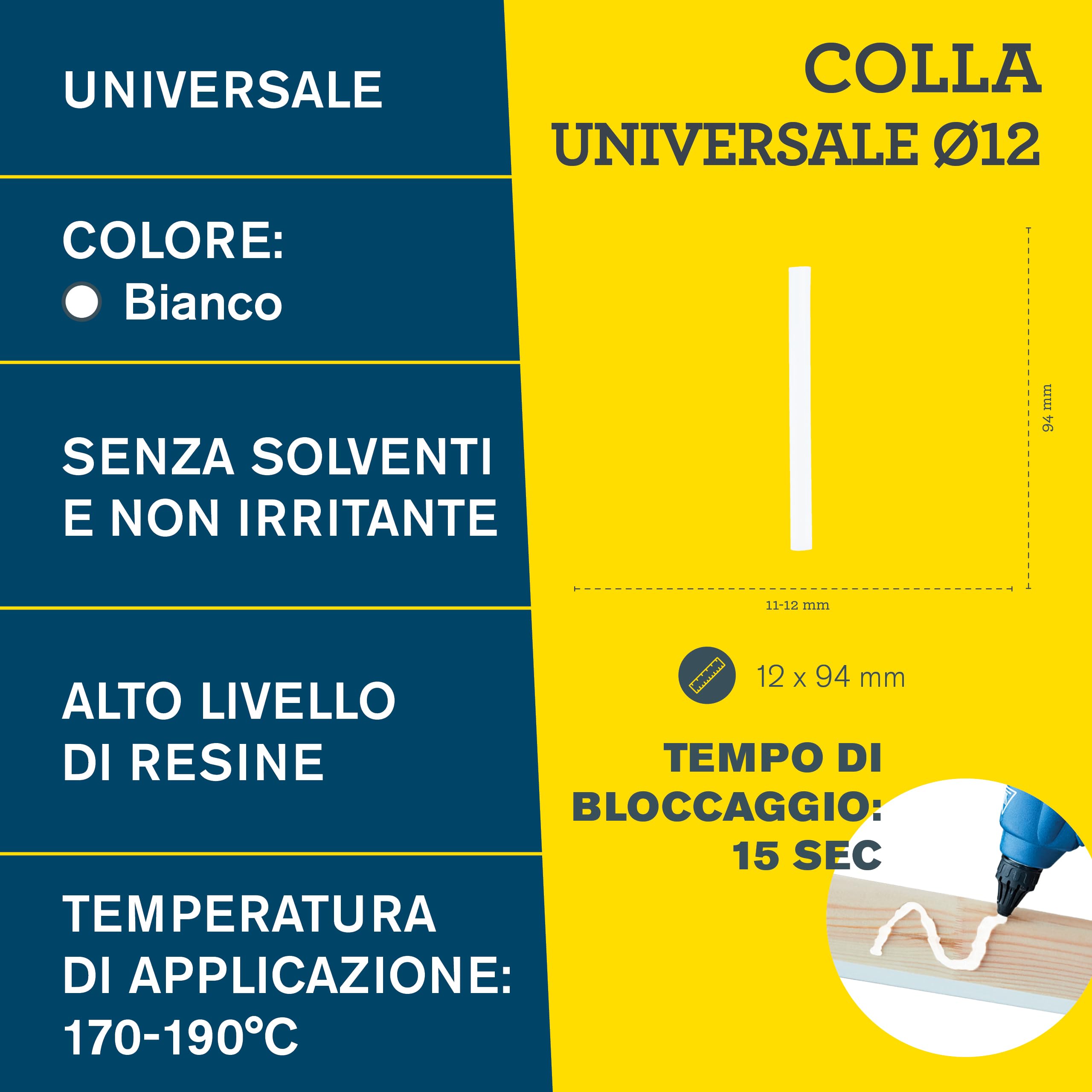 Rapid Confezione da 14 Stick di Colla Universali, Diametro 12 mm x 94 mm, Colore Bianco, Contiene Alti Livelli di Resina, Senza Solventi, Incollaggio Rapido (40107355)