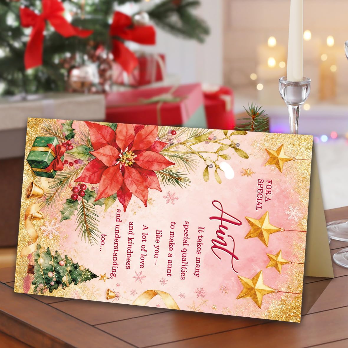 Christmas Card for Aunt, Aunt Merry Christmas Gift with Premium Envelope, 8x5.3 Inches, Double-Sided - Image 2