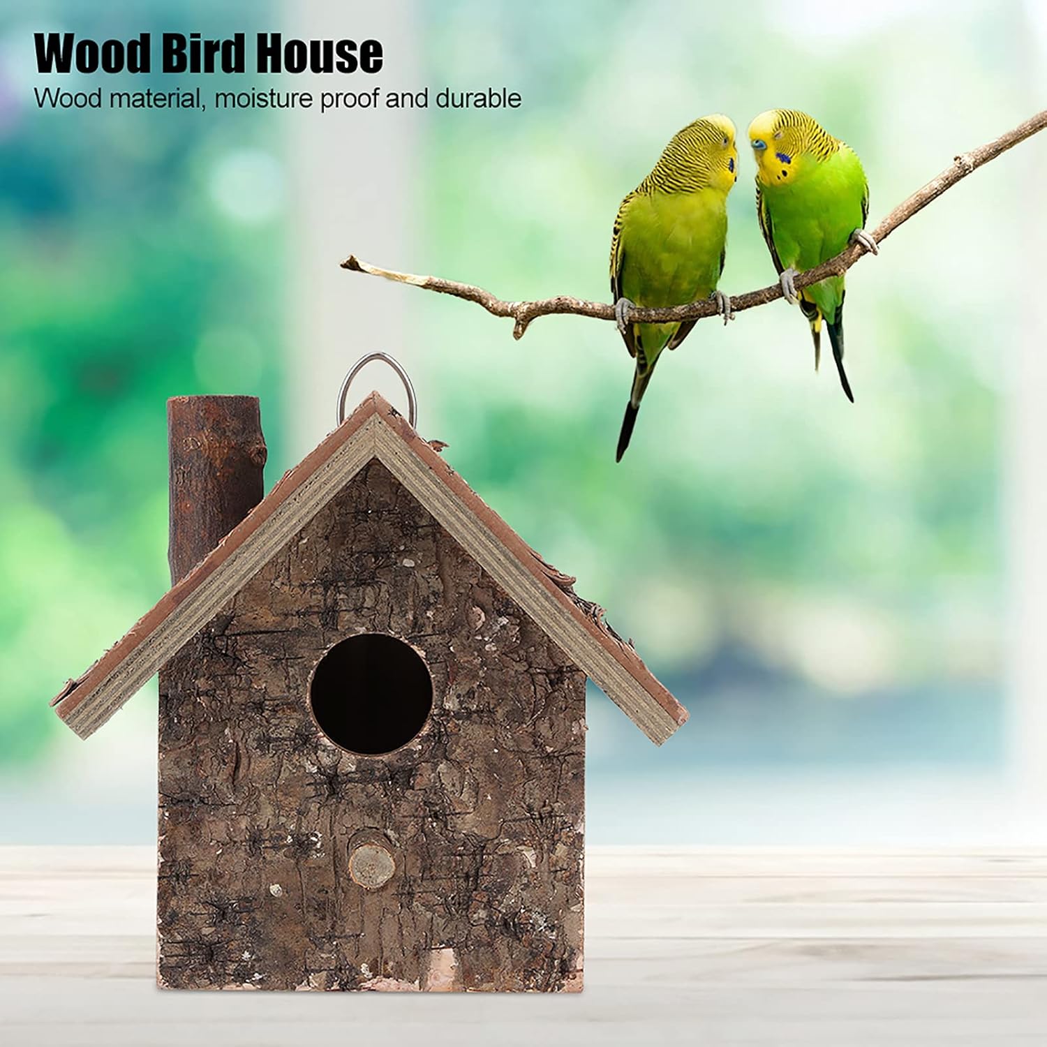 Generic Wood Bird Feeder,Bird House for Outside,Outdoor Bird Houses, Wooden Bird Hut Clearance Bluebird Finch Hanger Birdhouse for Garden Viewing for Lovebirds Cockatiel Finch Budgie Bluebird