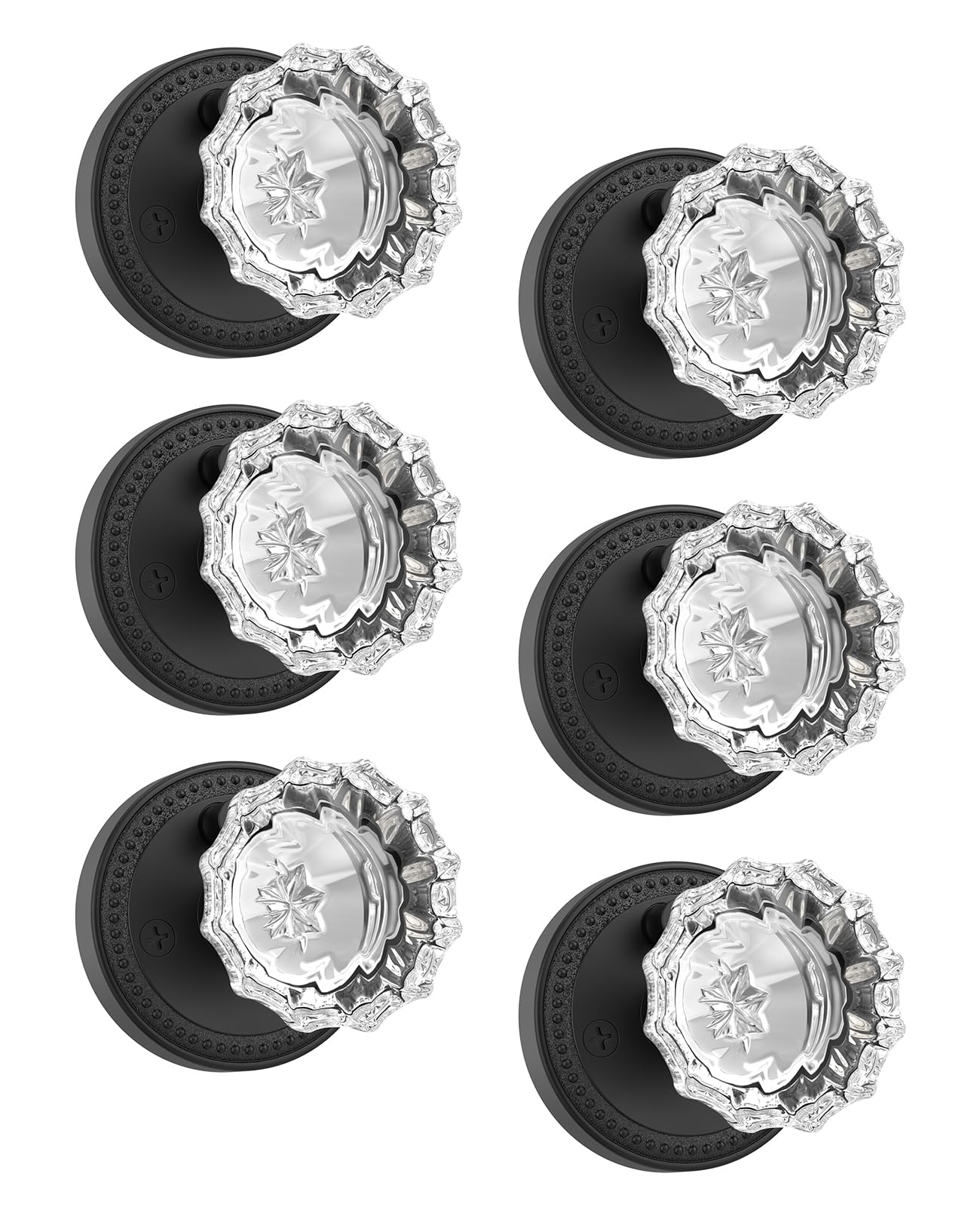 Photo 1 of Asidrama 6 Pack Privacy Black Crystal Door Knob with Lock, Matte Black Glass Door Knobs Interior for Bedroom or Bathroom, Heavy Duty for Left Right Sided Doors