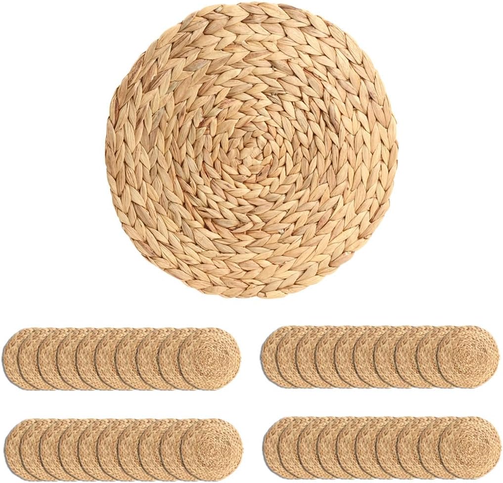 Koyal Wholesale Natural Water Hyacinth Placemats, Bulk Set
