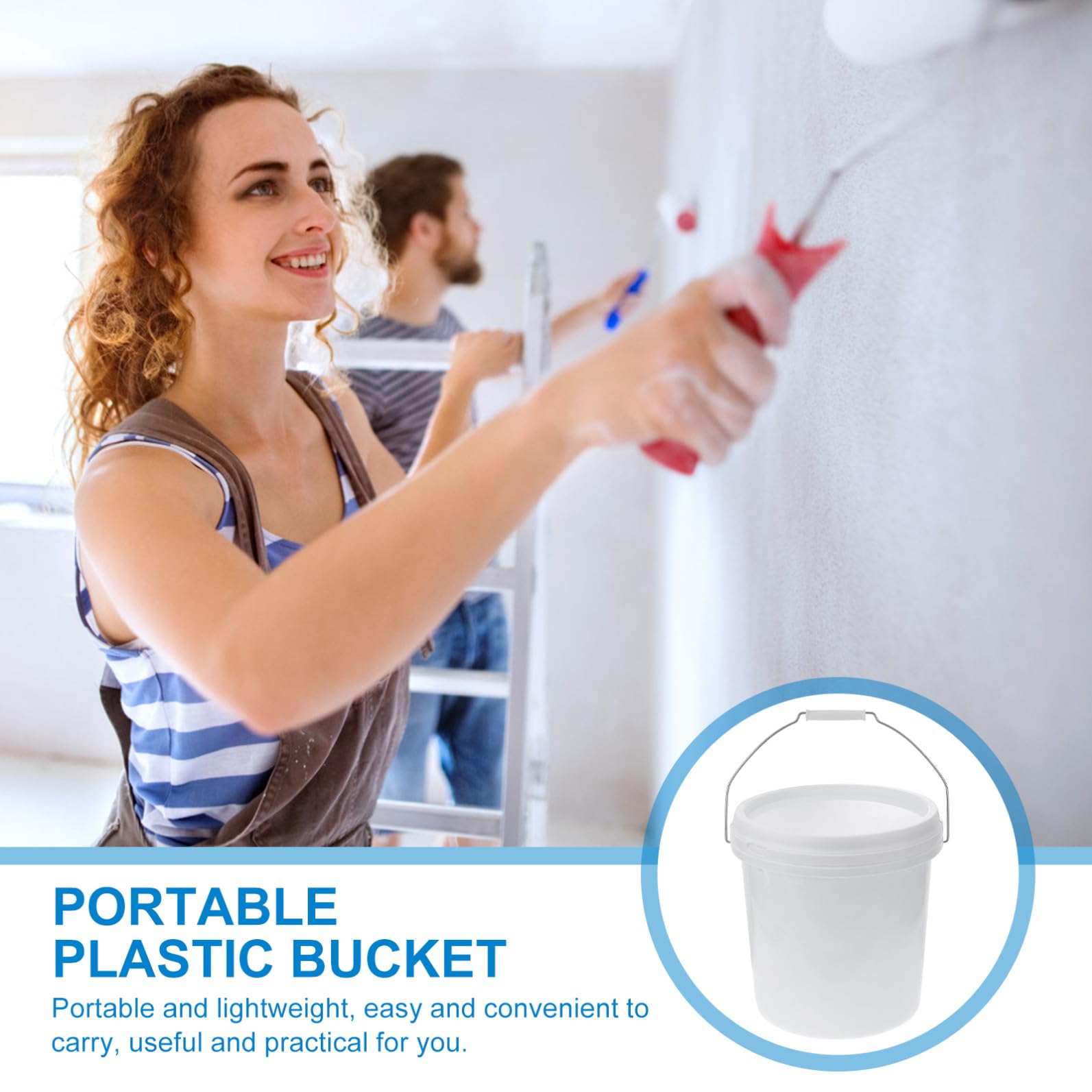 Ipetboom Seau Ménager Plastique Blanc 10L Couvercle Hermétique et Poignée Seau Étanche pour Conservation des Aliments Nettoyage et Usage Domestique Polyvalent