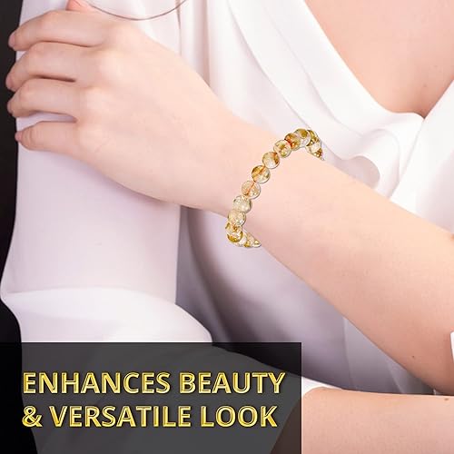 Miniatura 5 de Pulsera de cristal curativo para mujeres y hombres Pulsera con cuentas redondas de 8 mm para mujeres y hombres Pulsera unisex elástica de gemas