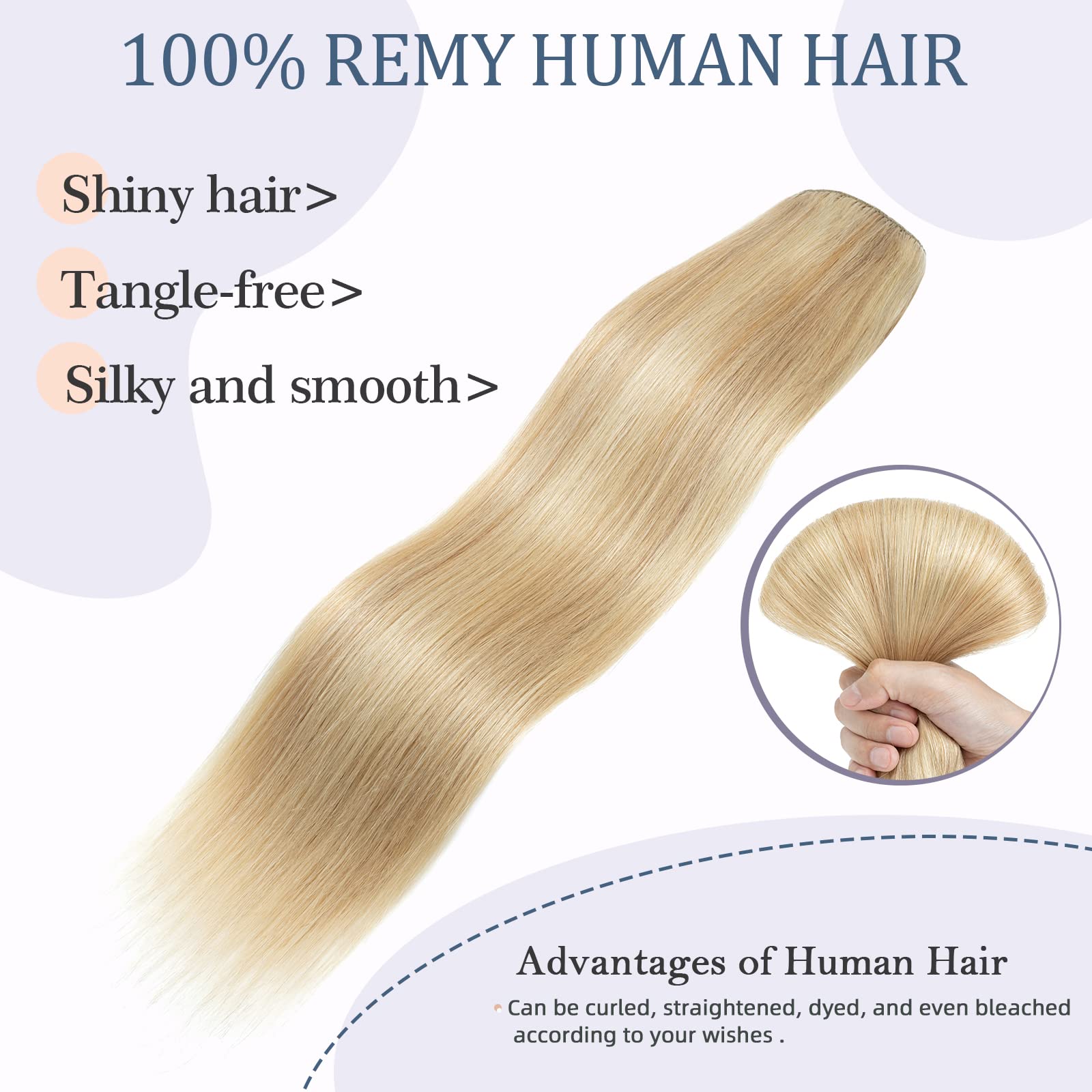 Clip in Extensions Echthaar Dick Haarteile Echthaar 1 Piece 5 Clips 7A Remy Hair Weich Natürlich Haarverlängerung 45cm-90g 18P613# Graublond & Bleichblond