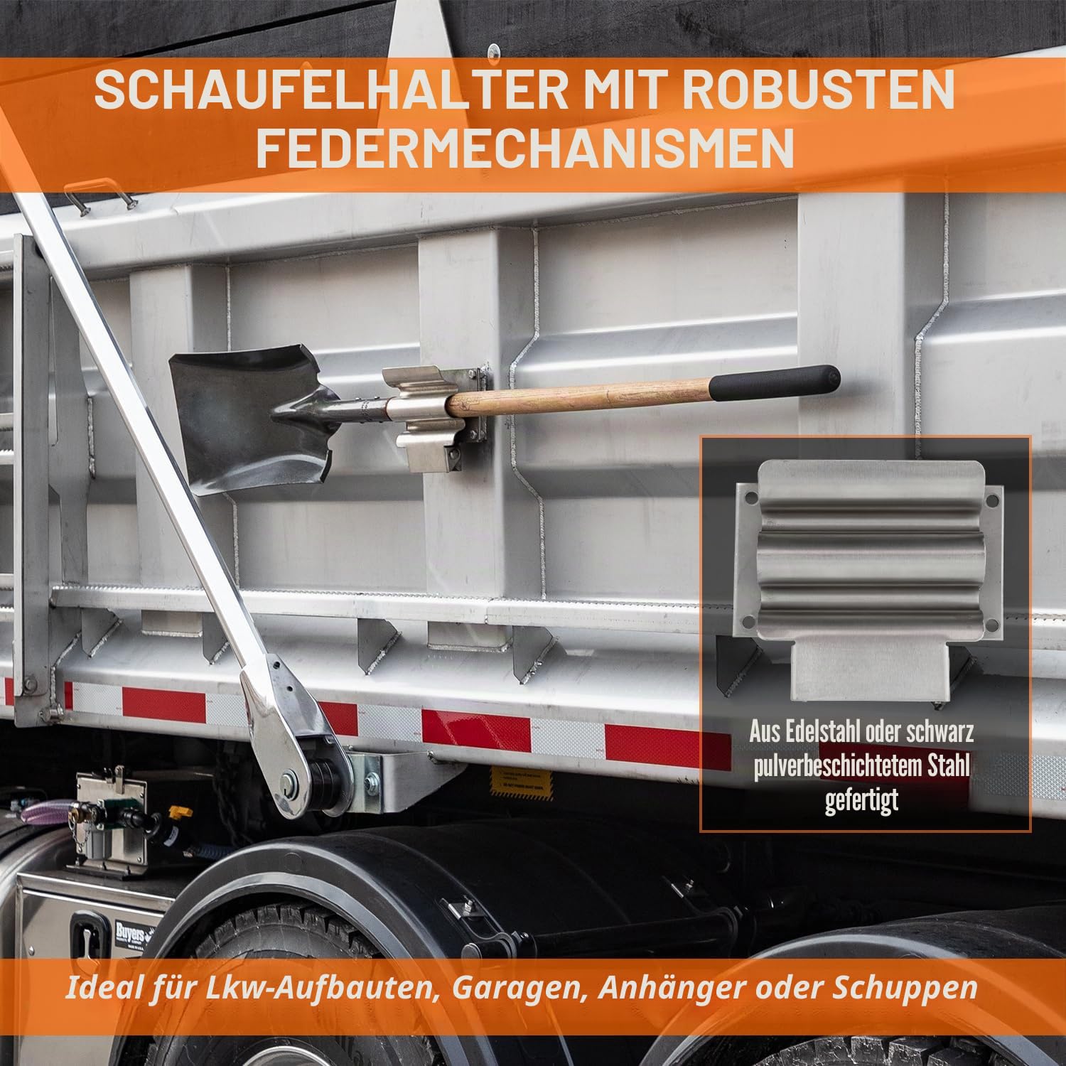 Buyers Products, SH675SS, Handwerkzeughalter für geschlossene städtische Landschaftsgestaltung oder Muldenkipper, Anhänger, Garagen- oder Schuppenwände, hält Handwerkzeuge, Ideal für Schaufeln, Rechen