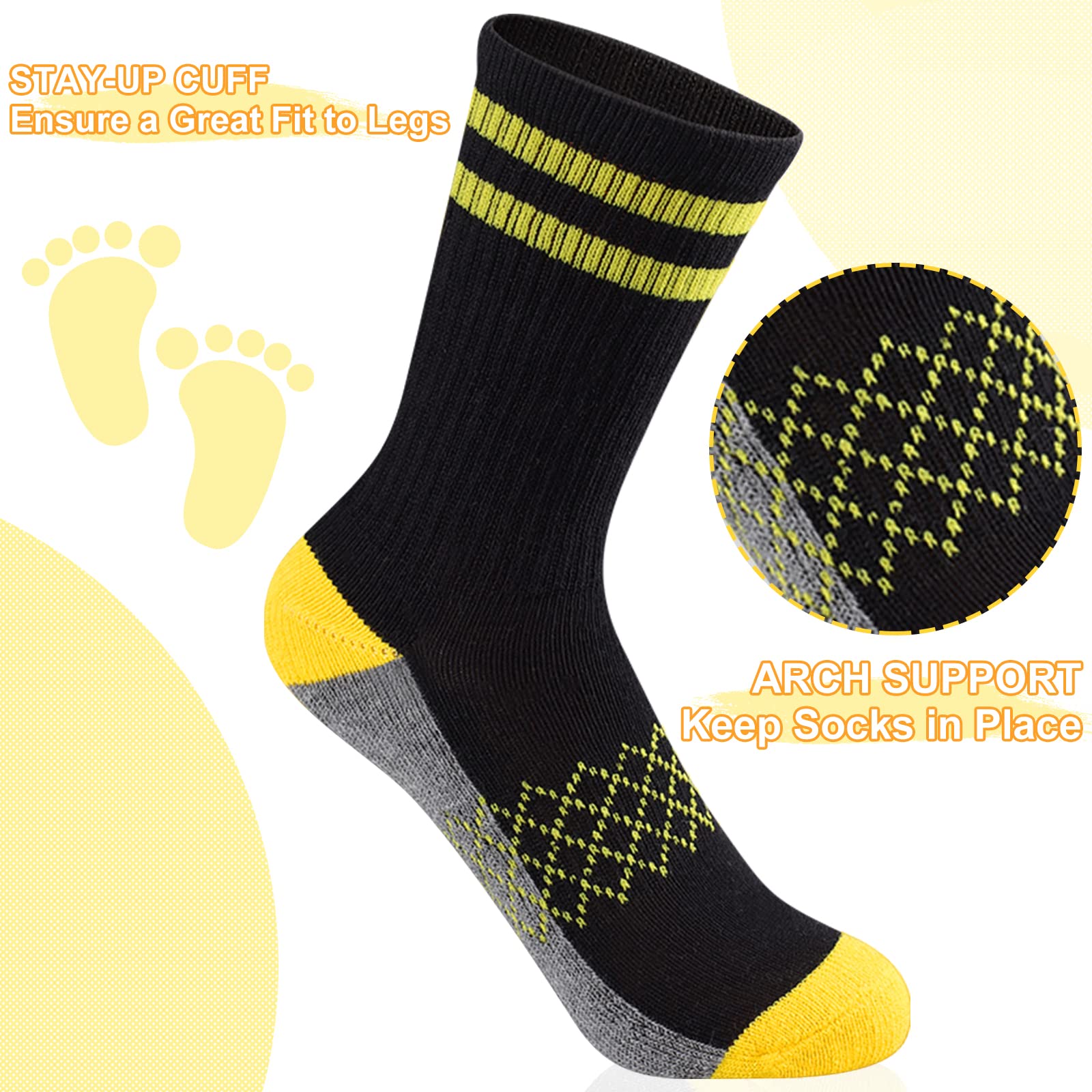 Comfoex Calcetines deportivos de algodón medio acolchados para niños pequeños, 6 pares