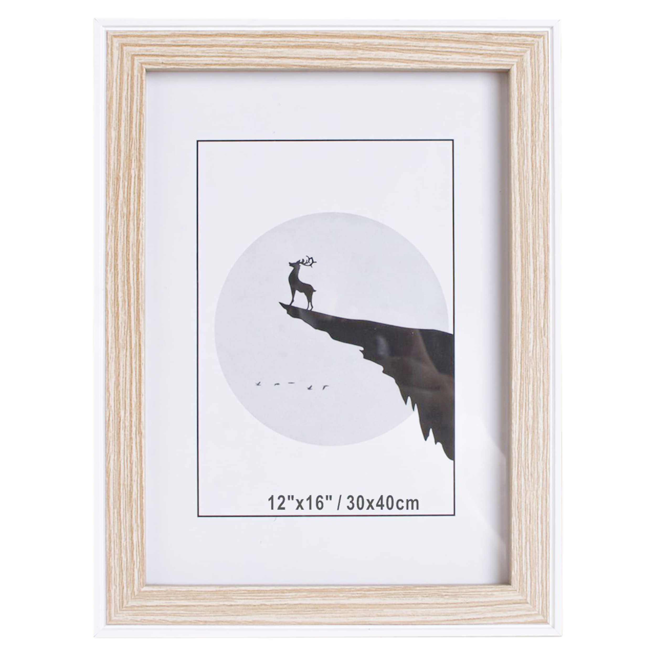 Marco de Foto Decoración 30cm x 40cm Madera (Madera Blanca 12"x 16" Pulgadas)