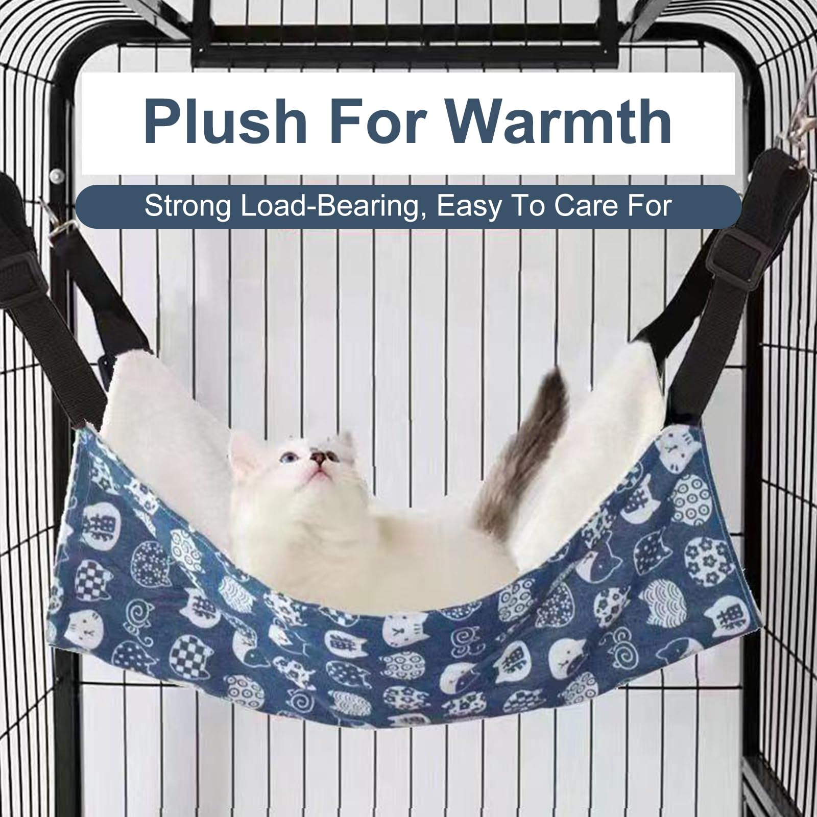 Hamaca de Felpa Suave para Gato,Hamaca para Gatos con Correas Ajustables y Ganchos de Metal,Columpio para Mascotas Pequeñas,Columpio Colgante,Esterilla para Dormir para Mascotas 57x47 cm Tokaneit