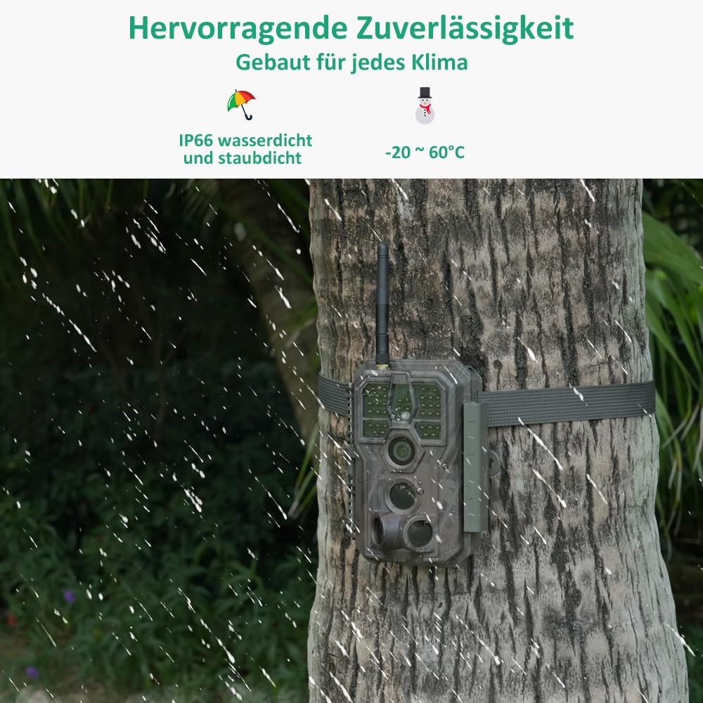 GardePro E8 Wildkamera 64MP 1296P H.264 WiFi Nachtsicht Bewegungsmelder IP66
