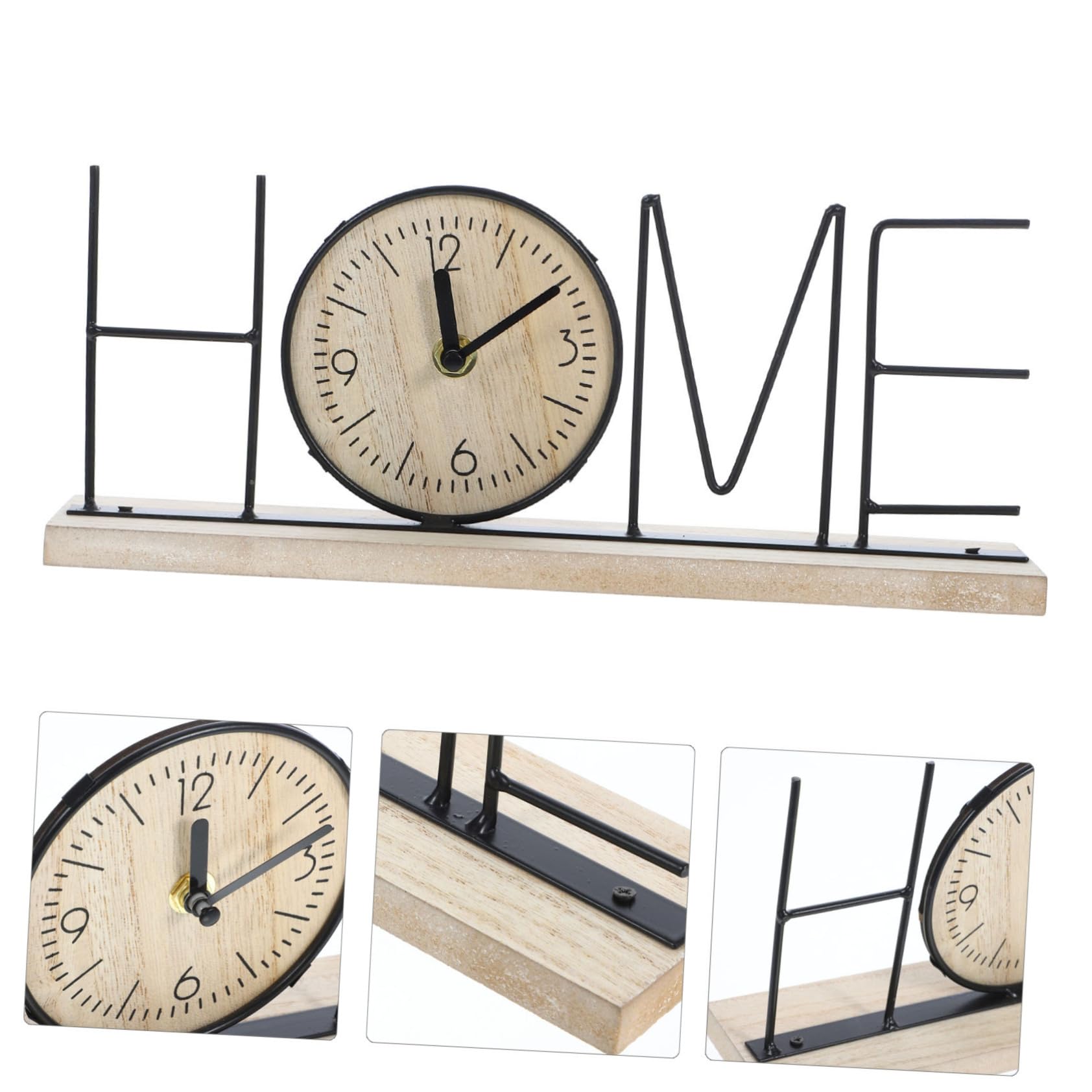 TOPBATHY Reloj Decorativo de Sobremesa Home de Madera y Hierro