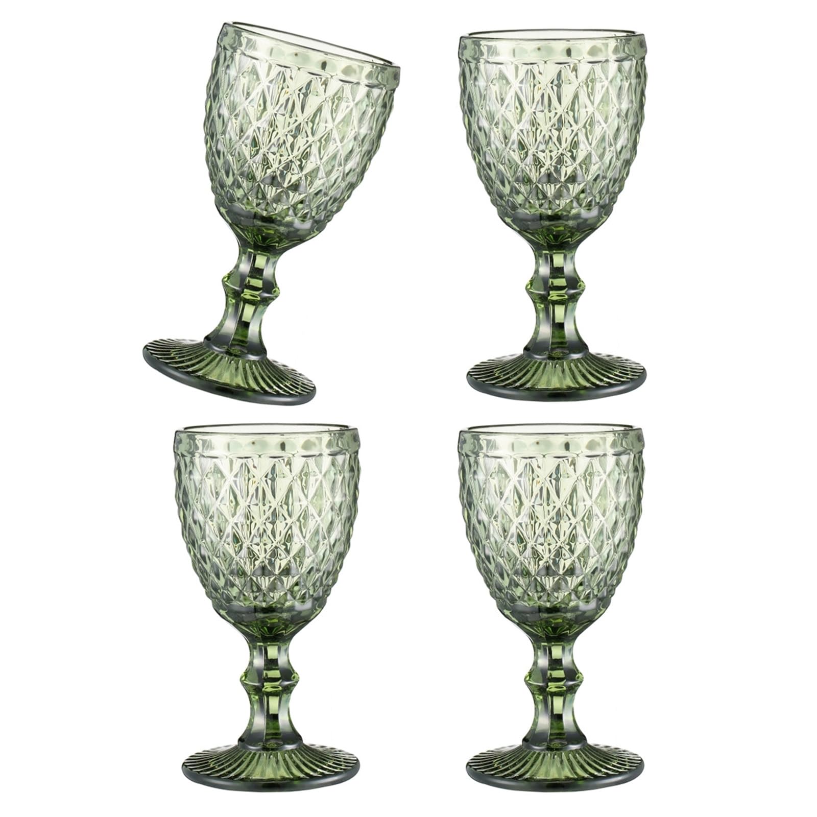Elnwnnkc Of 4 Drinking Glasses with Embossed Pattern Elegant Colored Wine Goblets Glass Champagne Drinkwares for Weddings Embossed Glasswares