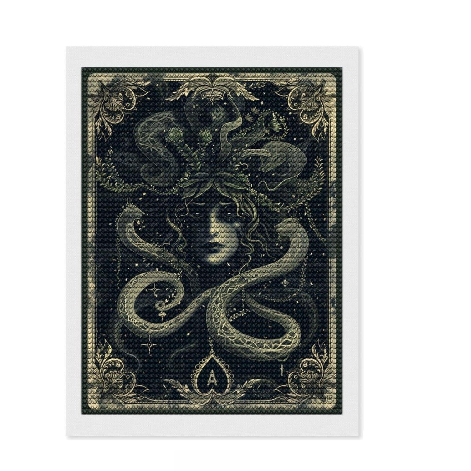 Junmoney Dark Medusa Diamond Style Art Kit 12"x16", Winter Craft, Gift Idea, Farmhouse Decor, Thoughtful Present, Office Decor