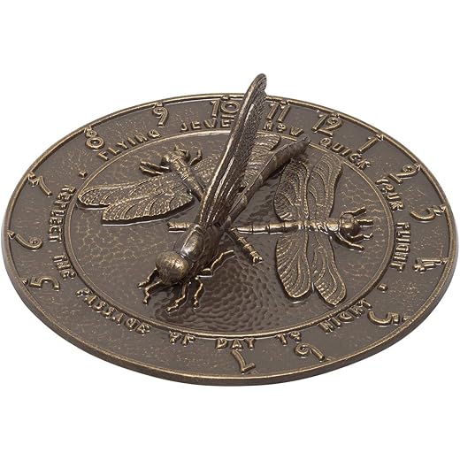 Dragonfly Sundial, French Bronze 12x12