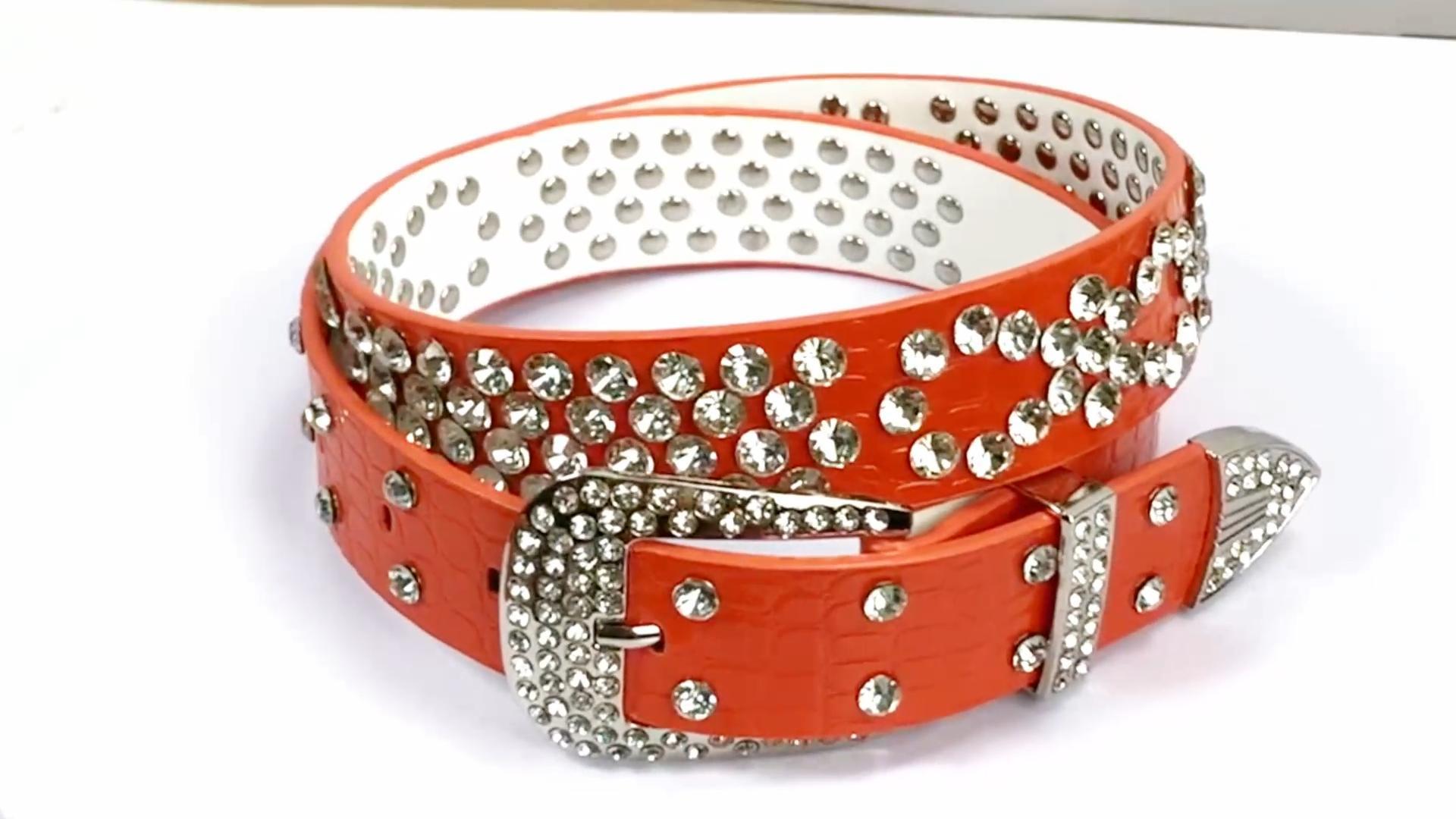 Tong Gu Western Crystal Rhinestone Belt with Buckle Cowgirl  display picture 2