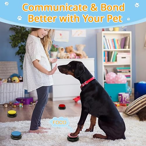 Miniatura 5 de Juego de 6 botones para perros, botón de comunicación para perros, botón que habla del perro, botón grabable, botón táctil para perro, 50