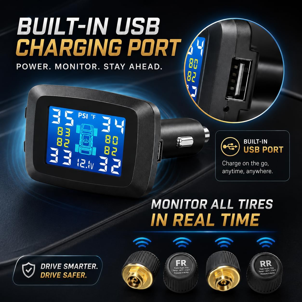 Marcala Plug-in TPMS V2.0 Tire Pressure Monitor System Set of 4 TPMS image 2