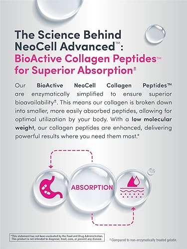 Miniatura 6 de NeoCell Advanced Péptidos de colágeno  360 cápsulas  6000 mg  Bovino alimentado con pasto  con vitamina C y biotina  Suplemento sin OMG, gluten y