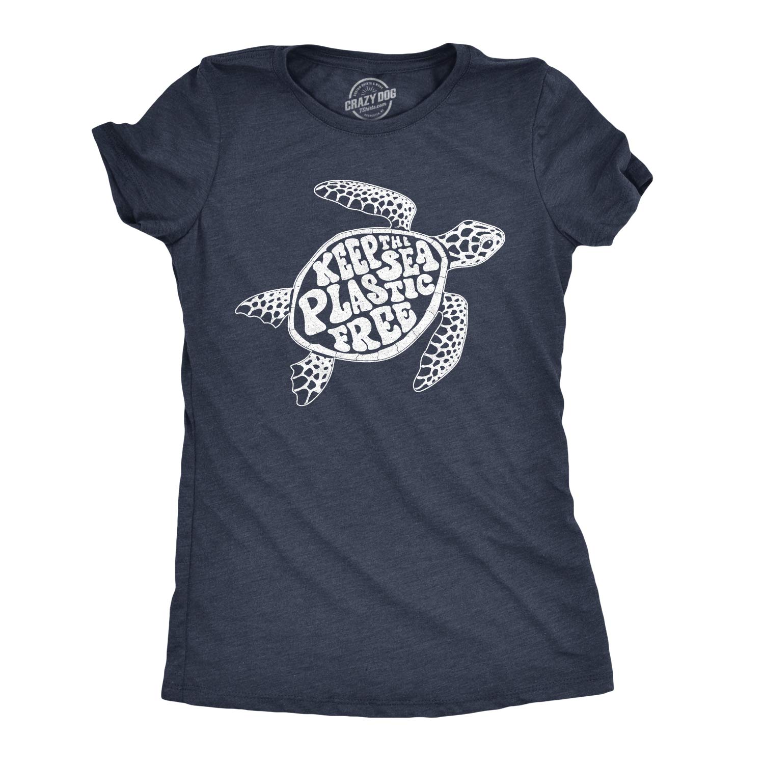 Womens Keep The Sea Plastic Free T Shirt Cute Sea Turtle Earth Day Tee