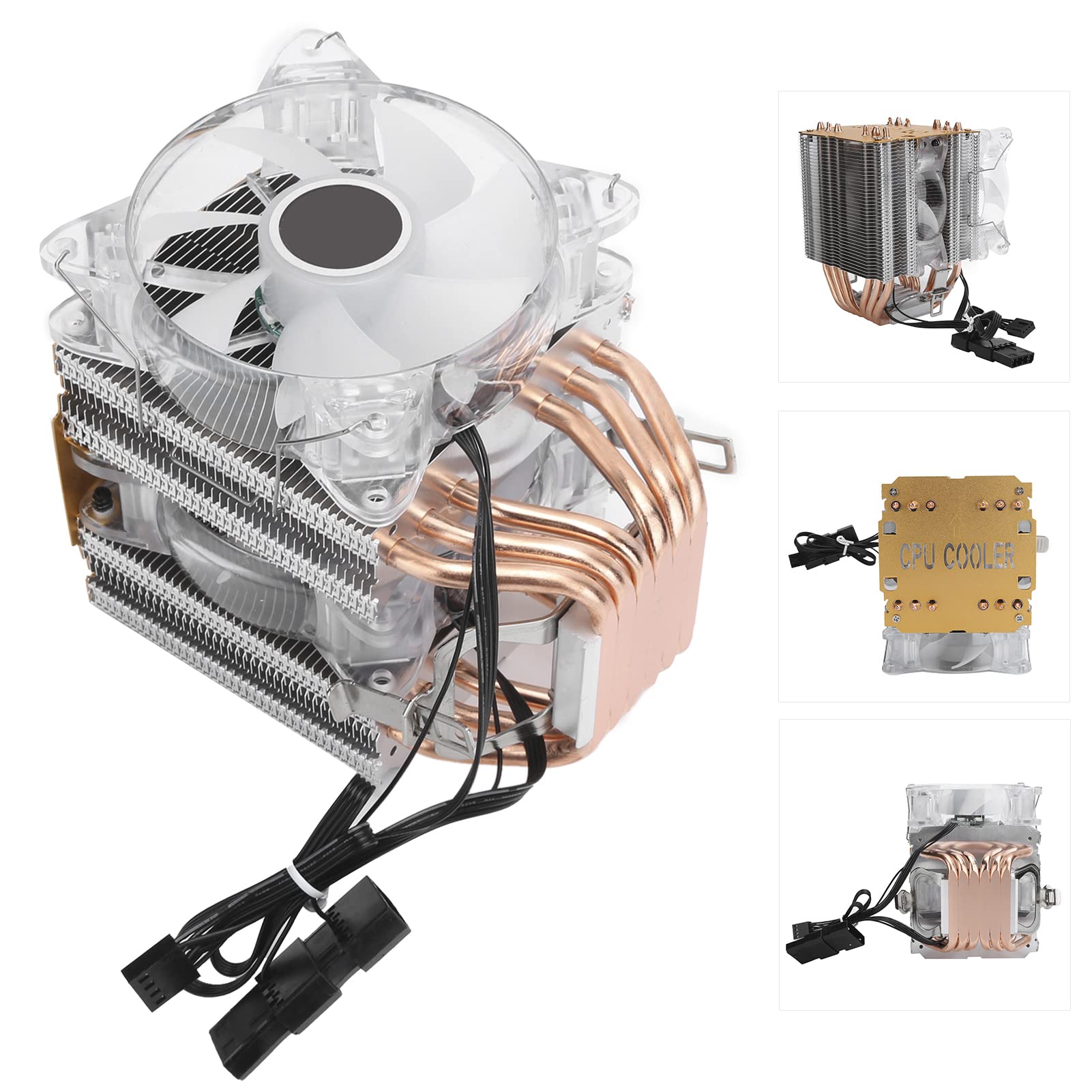 Raffreddatore CPU Ventola CPU Dissipatore di Calore 6 di Calore 48 CFM Silenzioso Cuscinetto Idraulico a 4 Pin 1800 RPM DC12V con Ventola ABS LGA 775 1155 1156 1