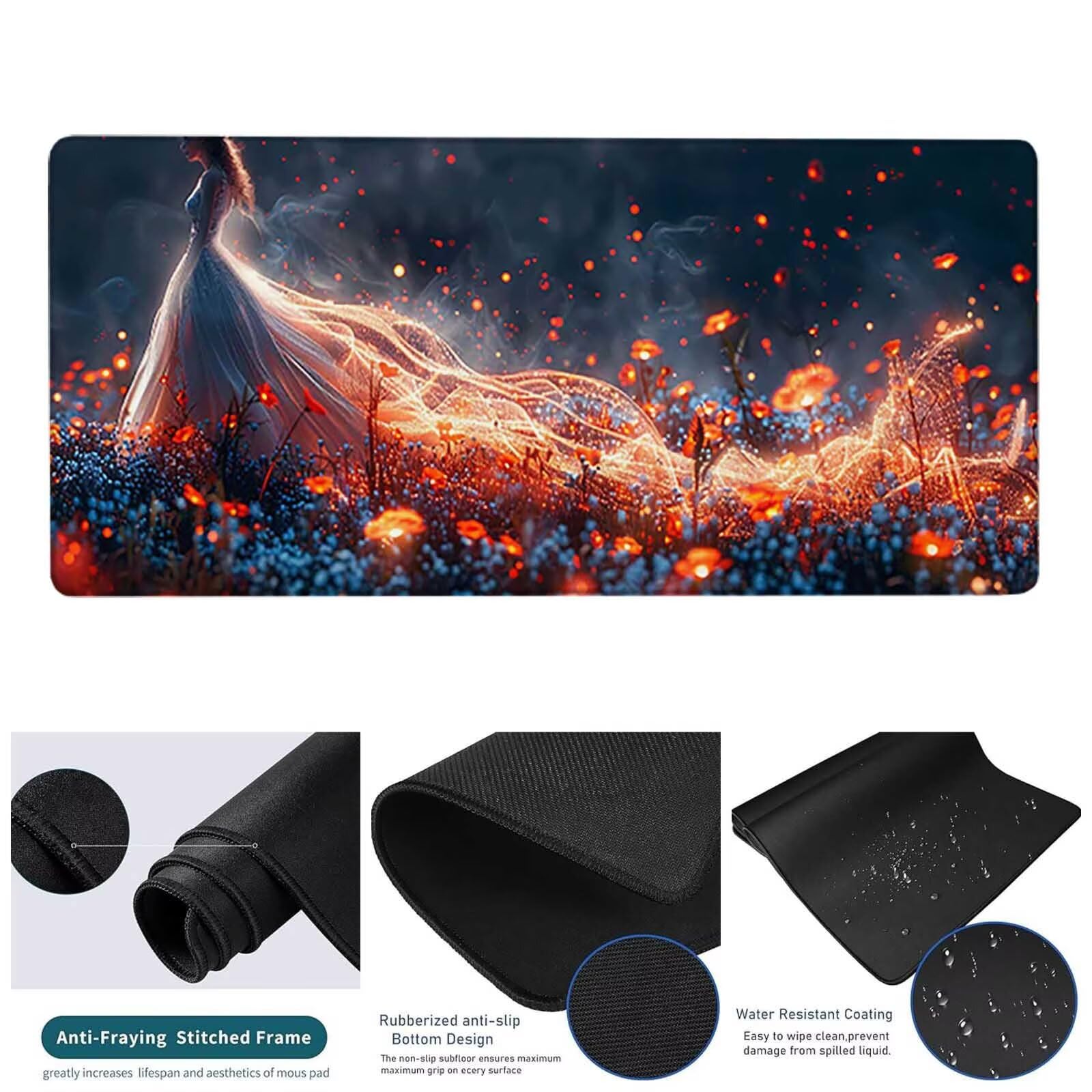 Szara podkładka pod mysz do gier XXL 1600 x 800 x 3 mm duża podkładka pod mysz XXL Dream Pad do klawiatury i biura, wysoka precyzja i prędkość, antypoślizgowa guma dla graczy akcesoria do gier w-3414