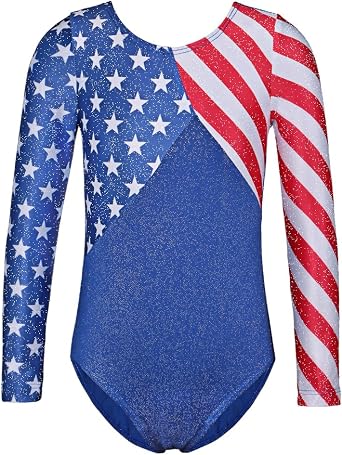 TFJH E Sparkle Long Sleeve Gymnastics Leotard for Girls Ballet Dance 3-14Y