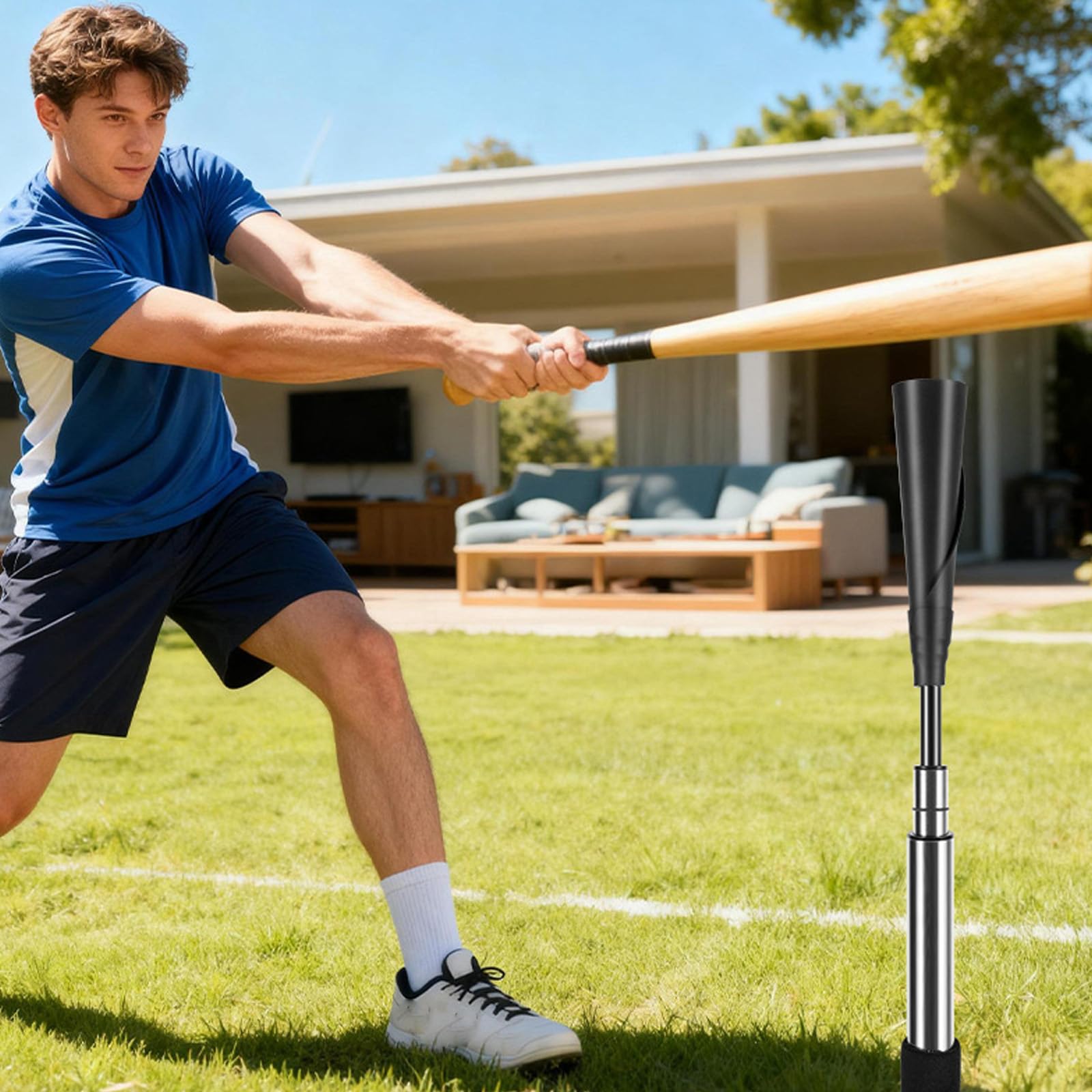 Bateo con base, base de práctica en interiores y exteriores, altura ajustable para práctica de béisbol en interiores y exteriores