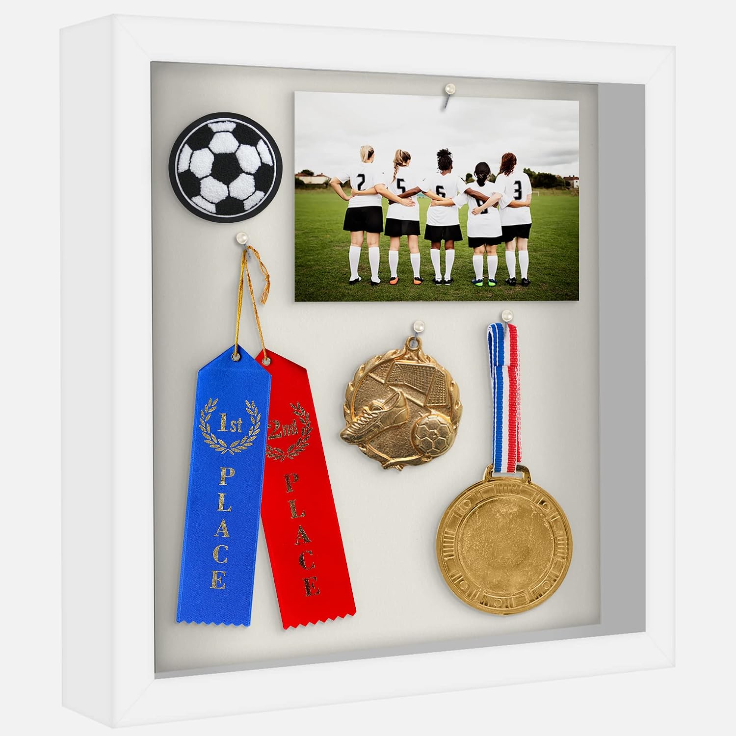 Americanflat 11x11 White Shadow Box Frame with Soft Linen Back - Composite Wood with Polished Glass - Horizontal and Vertical Formats for Wall and Tabletop