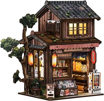 Book Nook DIY kitFantasy Country Store Booknook kit with LED Light, DIY Dollhouse Houses, Craft kit for Adults, 3D Wooden Puzzles, Book Corner