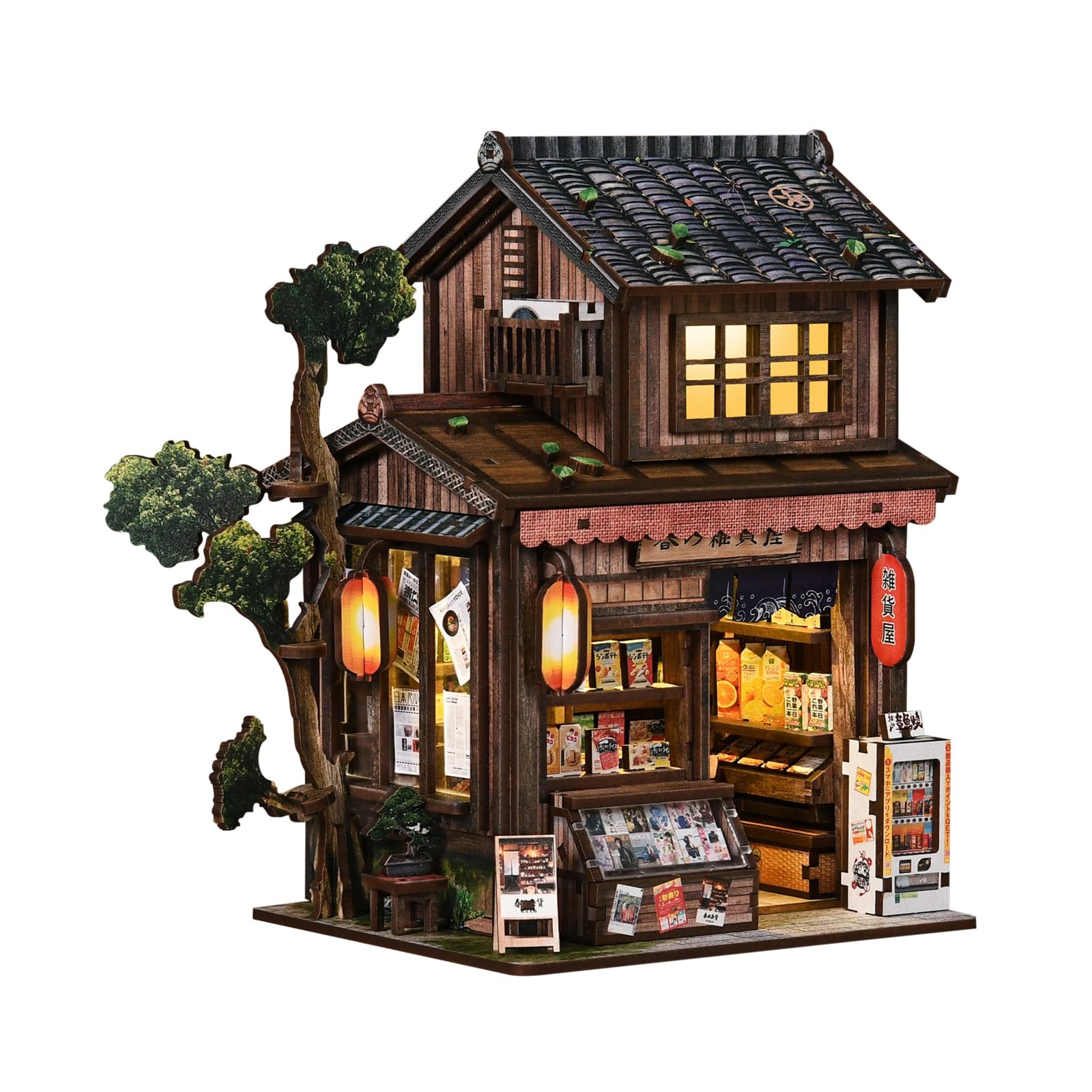Book Nook DIY Kit-Tienda General Spring Day-Booknook Bausatz mit LED Licht，3D-Holzpuzzles Buchecke, DIY Puppenhaus Häuser，bastelset Erwachsene