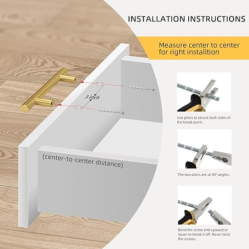 Miniatura 7 de Goldenwarm LS201GD76 - tiradores de cajón de armario, cocina, color dorado (latón cepillado, espacio de centro a centro de 3 pulgadas, longitud