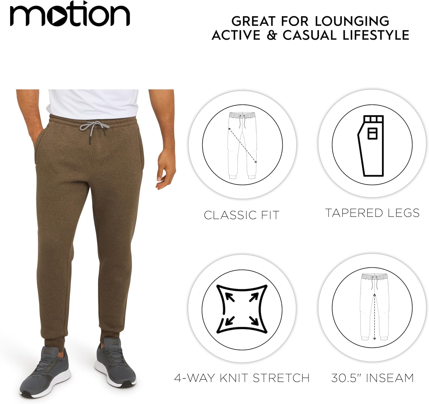 Motion Men's Classic Fit Active Performance Heavyweight Fleece Jogger Pants (S-XL) - Image 7