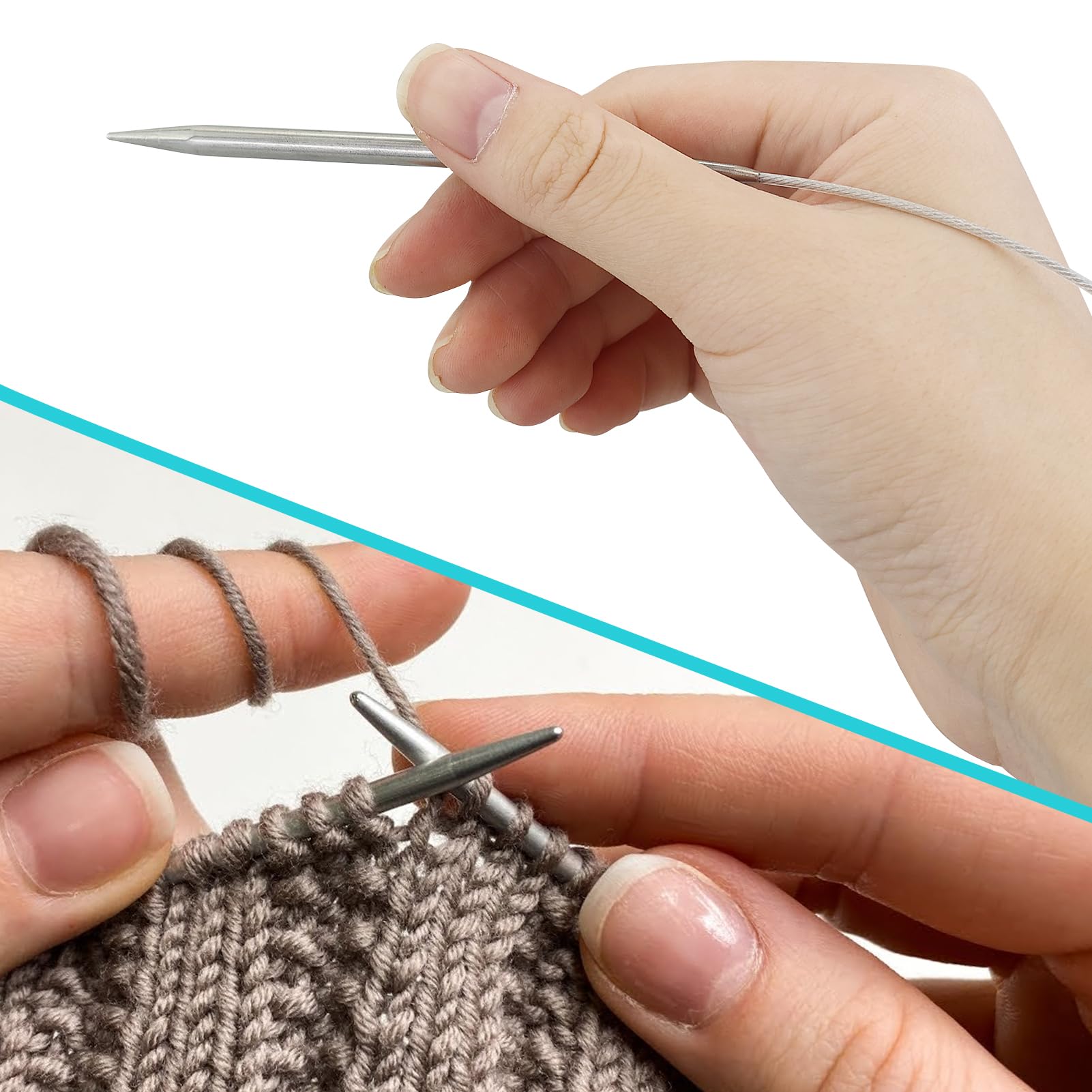 Ferri Circolari Maglia Acciaio Inox 40cm - Set 6 Misure Da 2.0 A 8.0mm - Foto 2