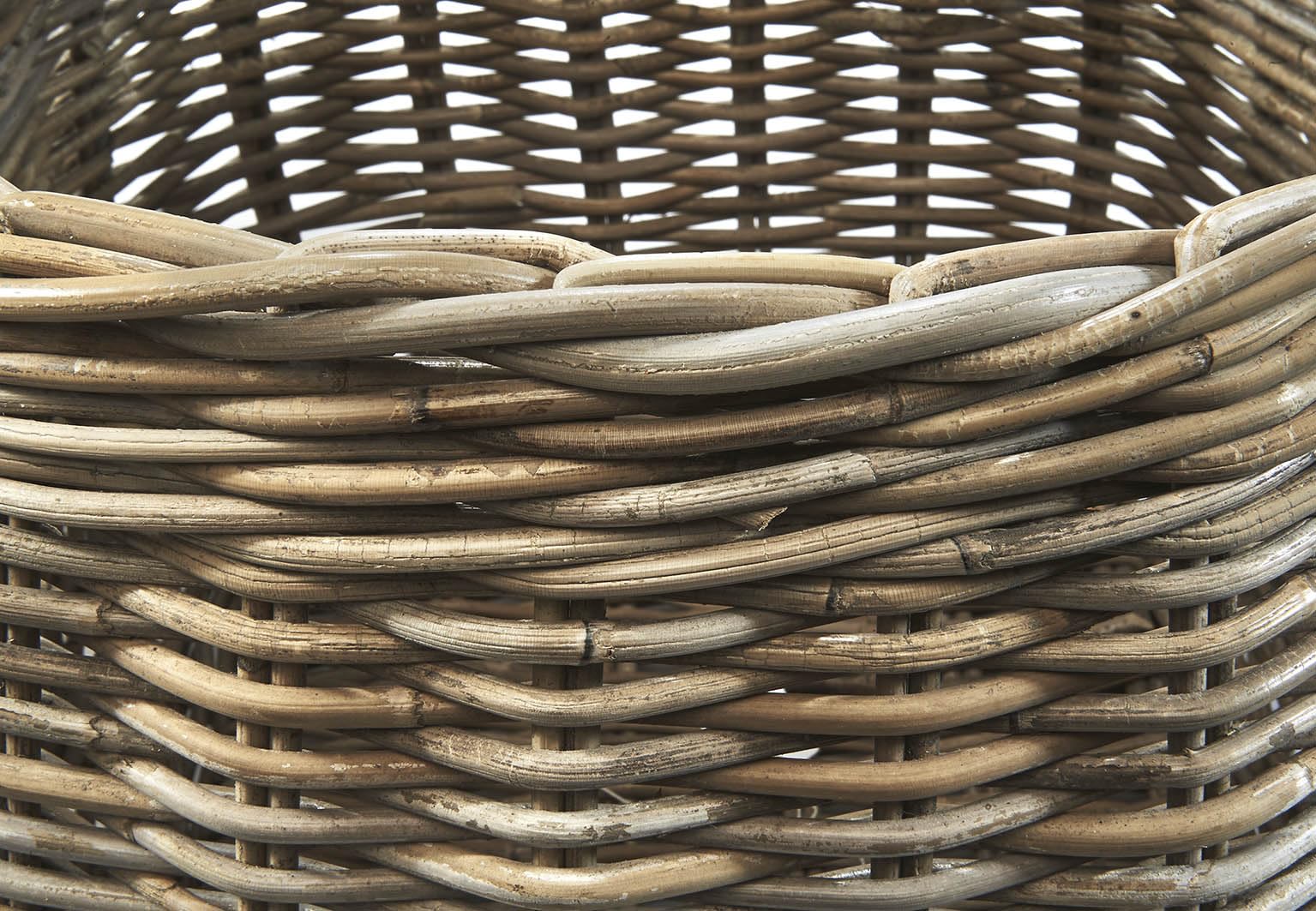 Kobolo Dekokorb Aufbewahrungskorb Korb mit Henkeln aus Rattan Kubu Grey