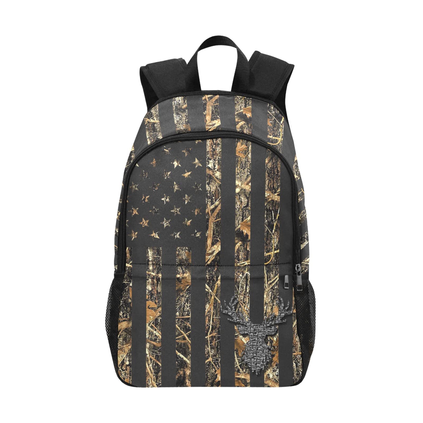M YESCUSTOM Camouflage Vintage USA Flag Deer Leaves School Backpack Water Resistant Daypack Laptop Backpacks for Students Boys Girls…