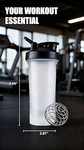 Miniatura 3 de Botella agitadora, botella mezcladora de proteínas, botella agitadora deportiva con batidor de alambre, ideal para batidos de proteínas y