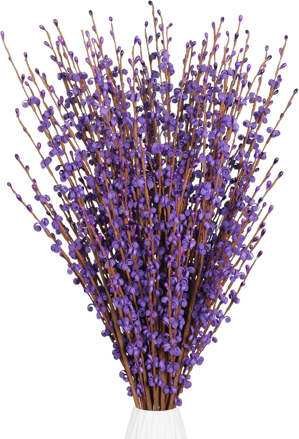 15PCS Purple Flowers 29.5" Long Jasmine Artificial Flowers Faux Pussy Willow Branches for Vases Wedding Party Home Office Decoration(Dark Purple)