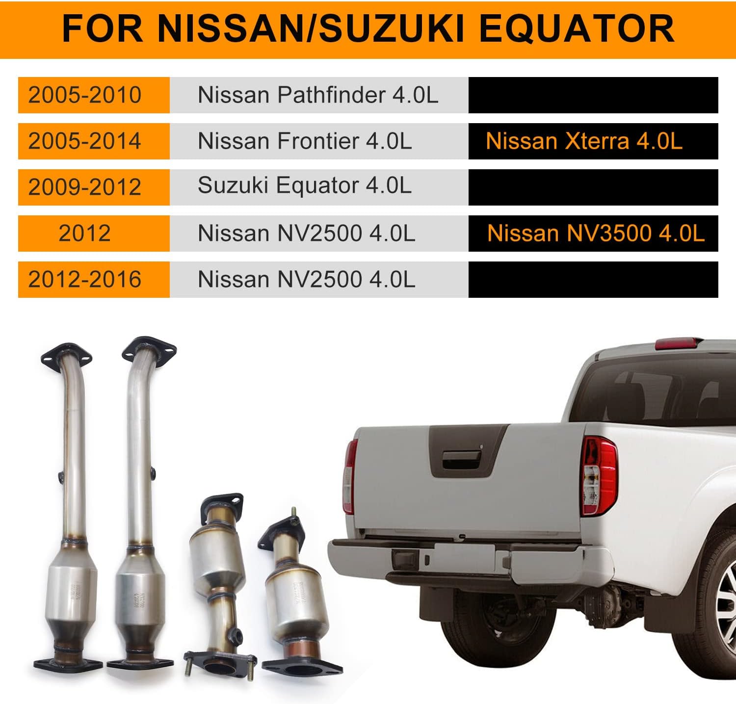 4.0L OEM Quality High Flow Catalytic Converter for 2005-2014 Nissan Frontier/Xterra,2005-2010 Pathfinder,2012 NV2500/NV3500,2012-2016 NV1500,2009-2012 Suzuki Equator(EPA Compliant)