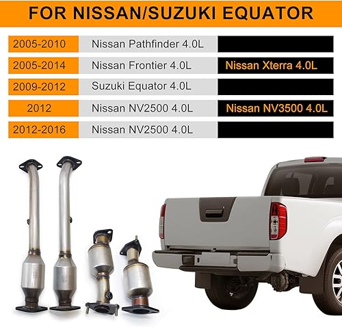 Miniatura 3 de Convertidor catalítico de alto flujo de calidad OEM de 4.0L para Nissan Frontier/Xterra 2005-2014, Pathfinder 2005-2010, NV2500/NV3500 2012-2016