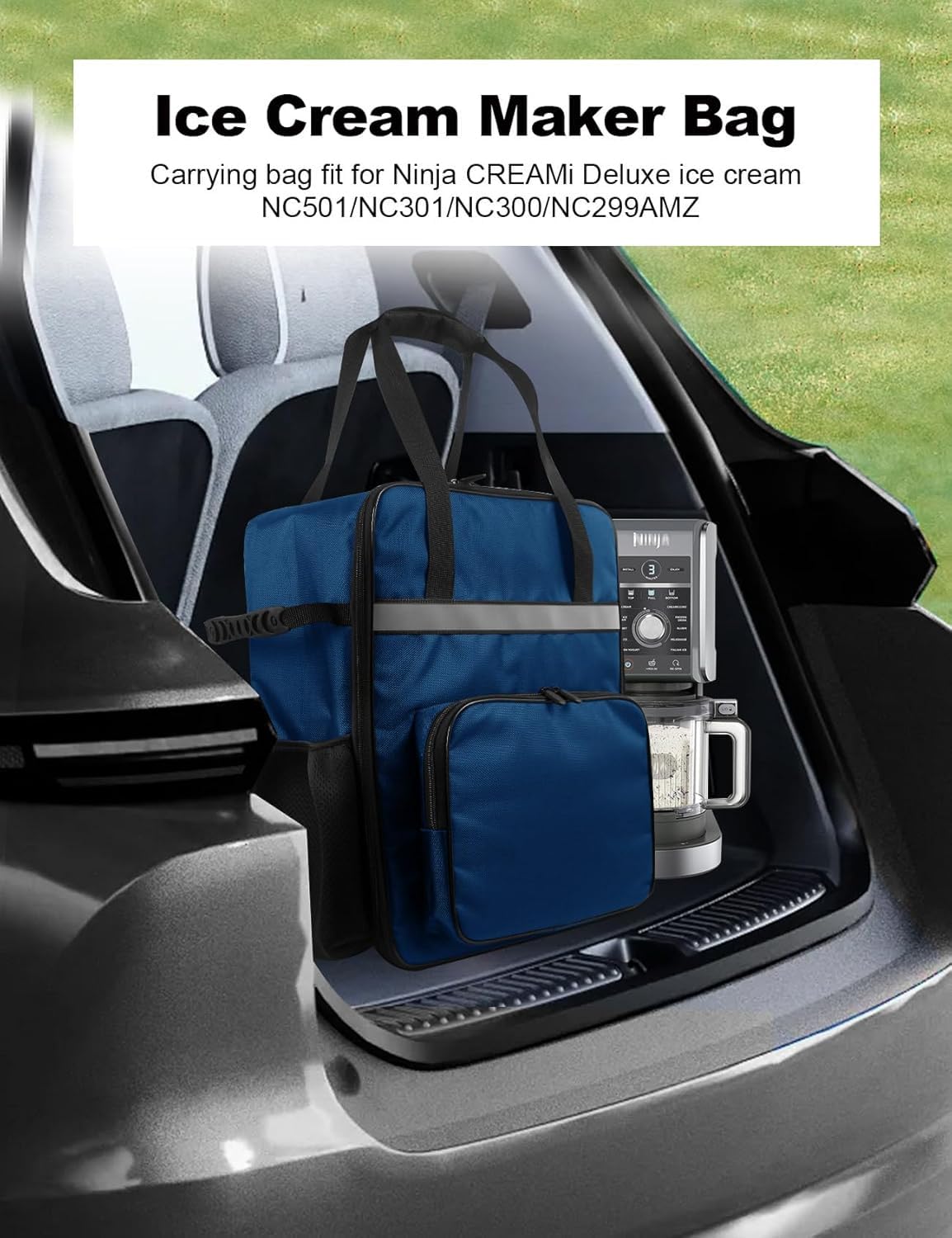 AF-WAN Borsa per il trasporto per gelatiere CREAMi, borsa per il trasporto con manici, scomparto frontale e tasche laterali in rete, compatibile con macchine per il ghiaccio Ninja CREAMi NC501EU