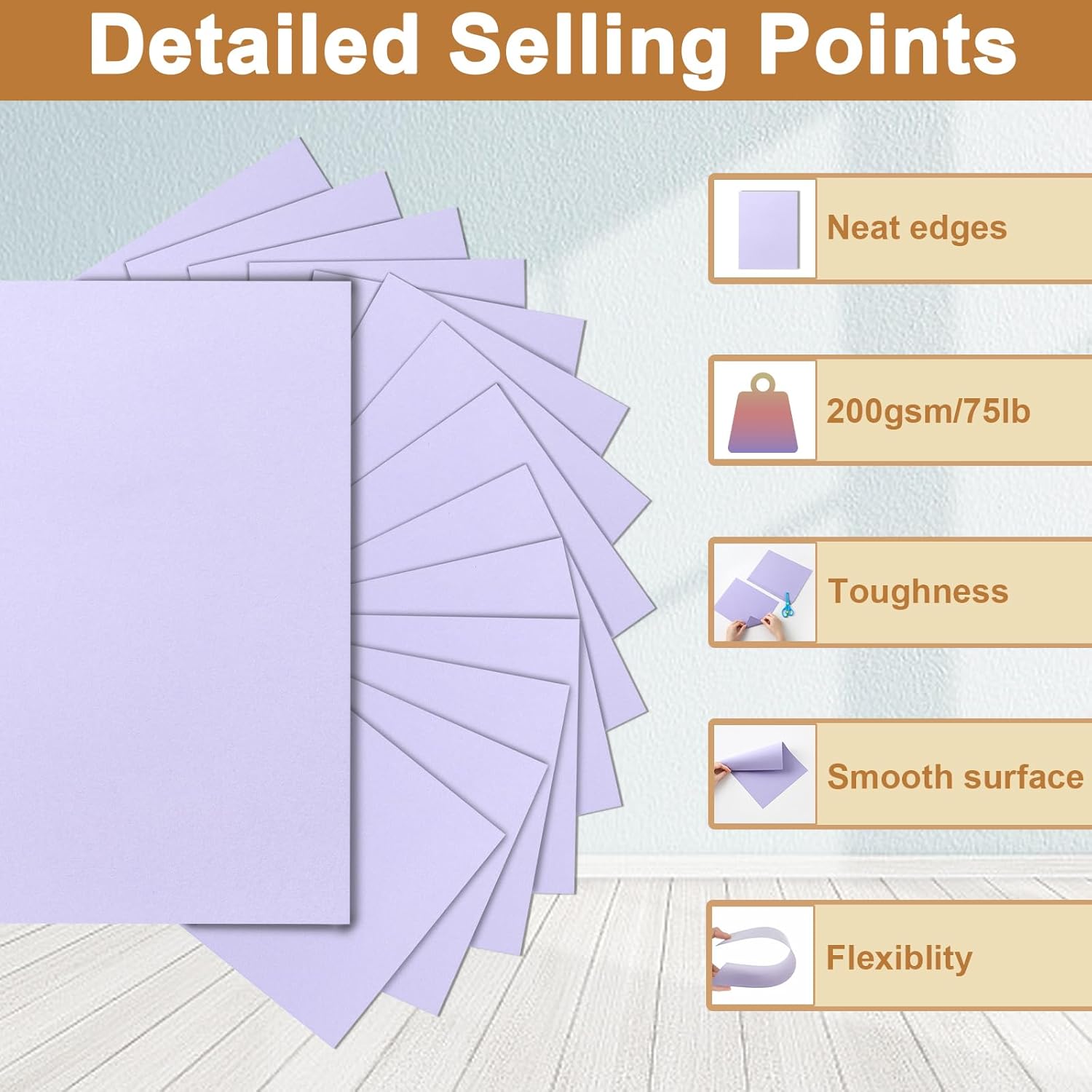 Silunkia 300 Sheets Purple Cardstock 8.5 x 11 Certificate Paper, 75lb Premium Lavender Paper Card Stock for Cards Making, Thanksgiving Cards, Wedding Invitations, Menus, Birthday Decorations