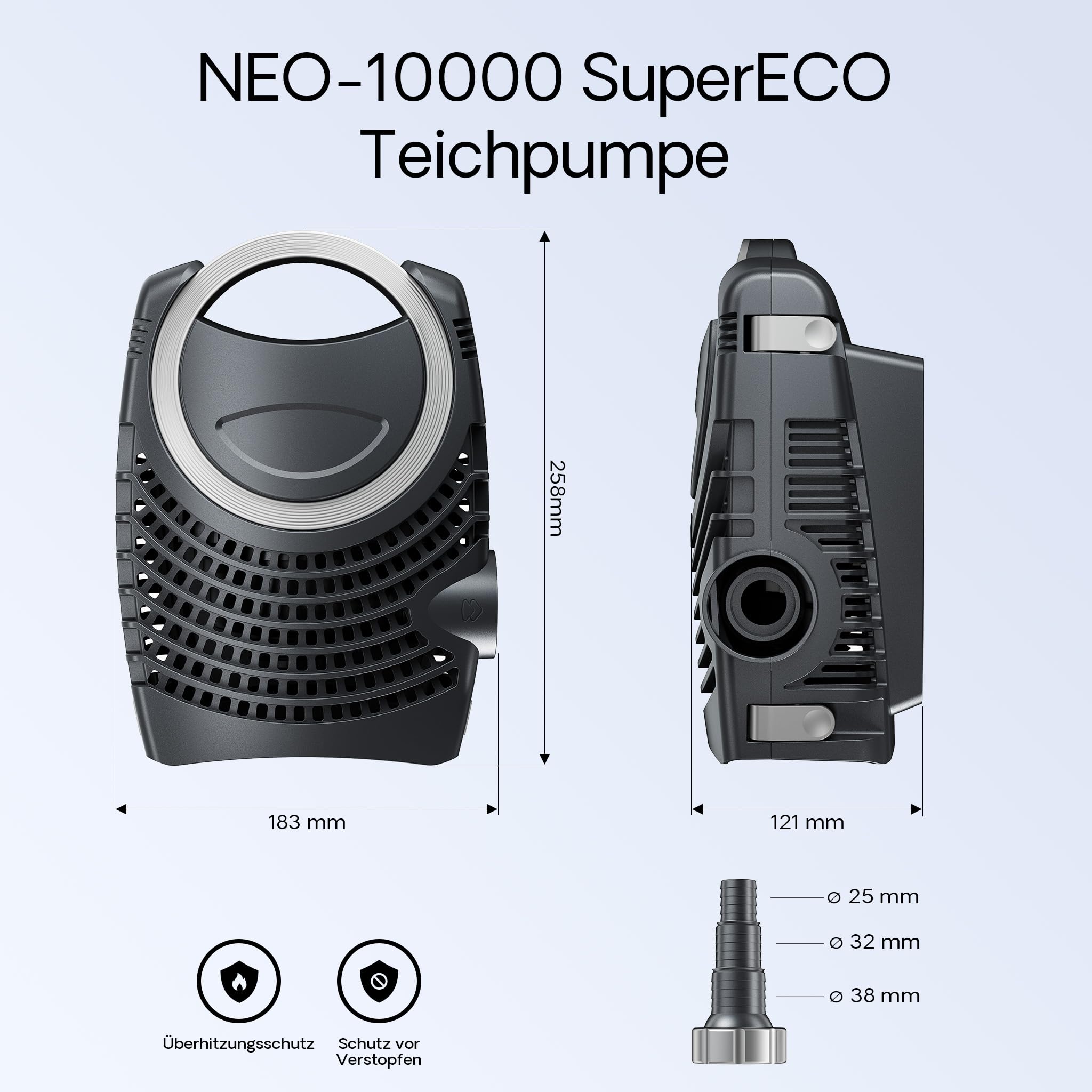 SunSun CBF-350B Teichfilter bis 60000 L NEO10000 Teichpumpe 10000l/h 80W CUV-236 UVC Klärer 36W 25m Teichschlauch 25mm Y-Verteiler