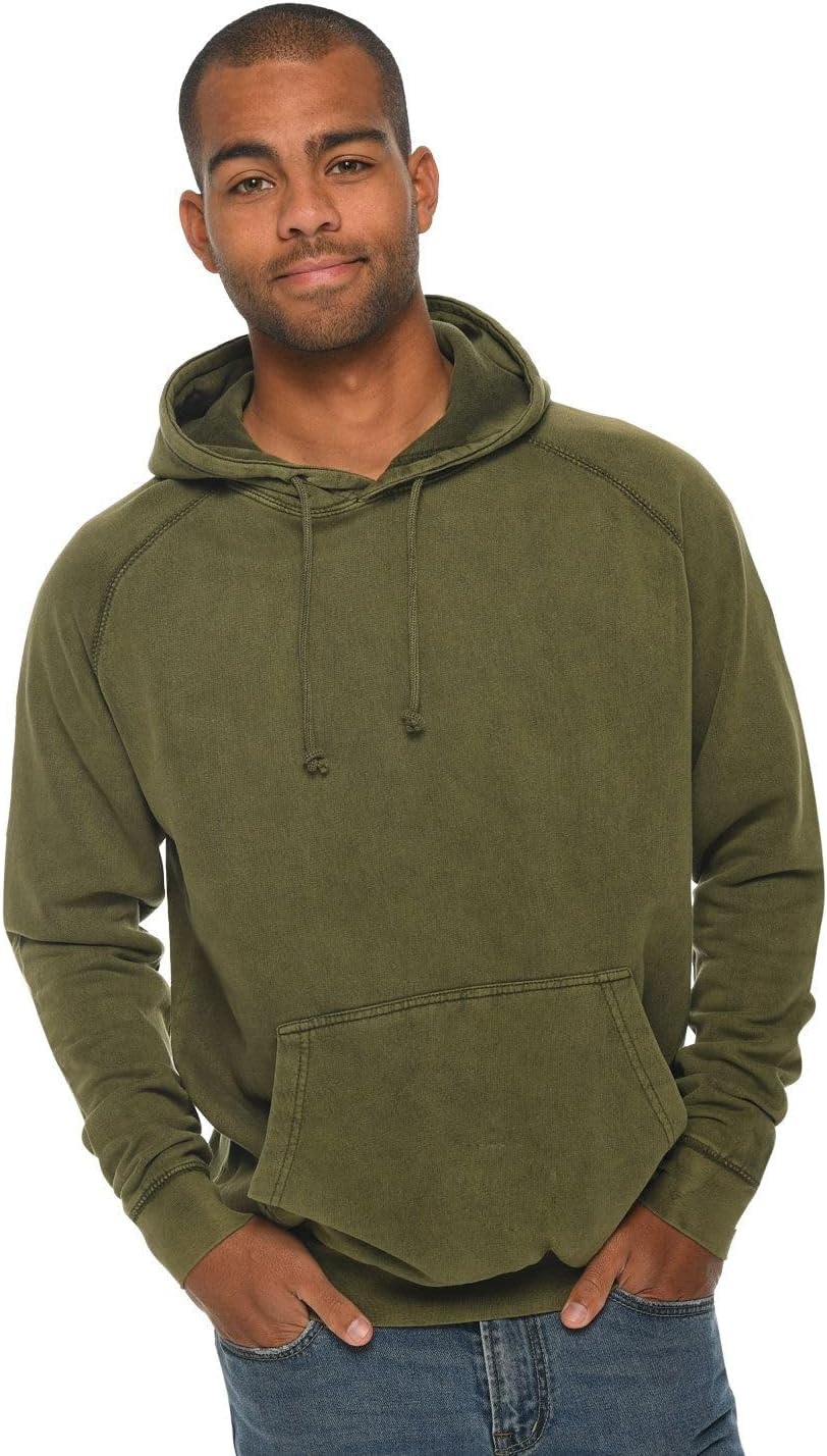 Lane Seven Unisex Vintage Raglan Hooded Sweatshirt M Olive